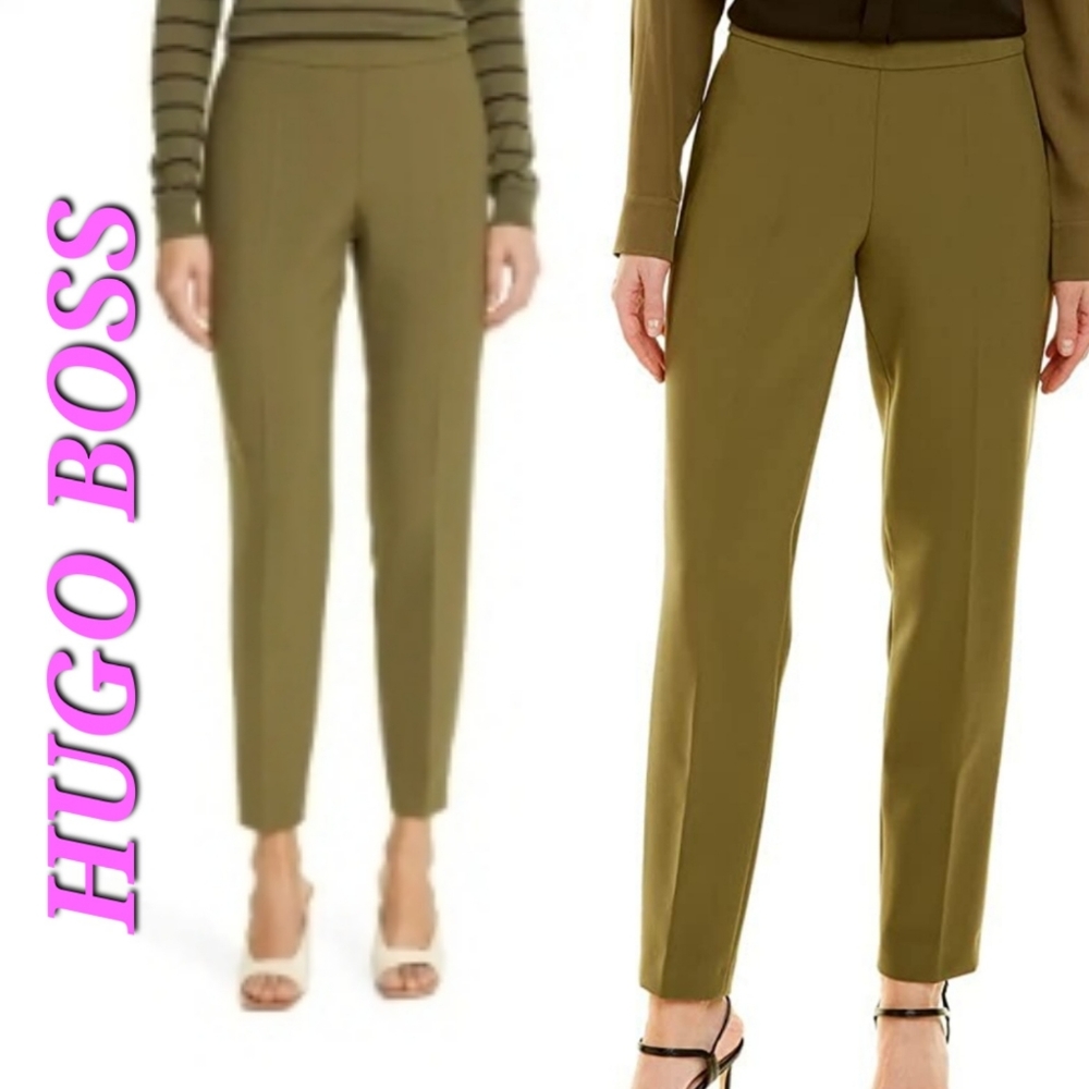 Boss Tiluna Side Zip up dress Pants Plus Size in Khaki